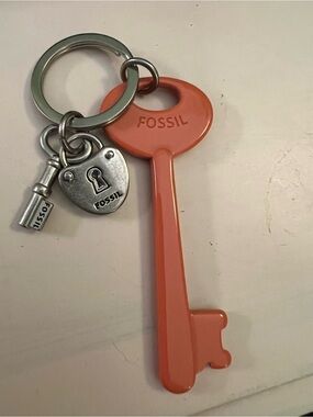 Fossil Orange Key Keychain with charms